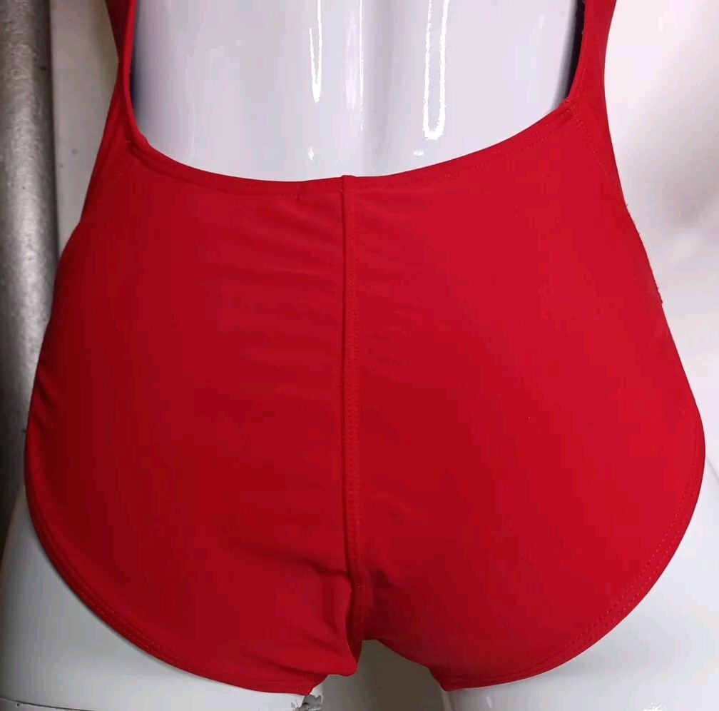Women’s Sporti Lifeguard Swimsuit One Piece Thin Strap Red Navy Guard+