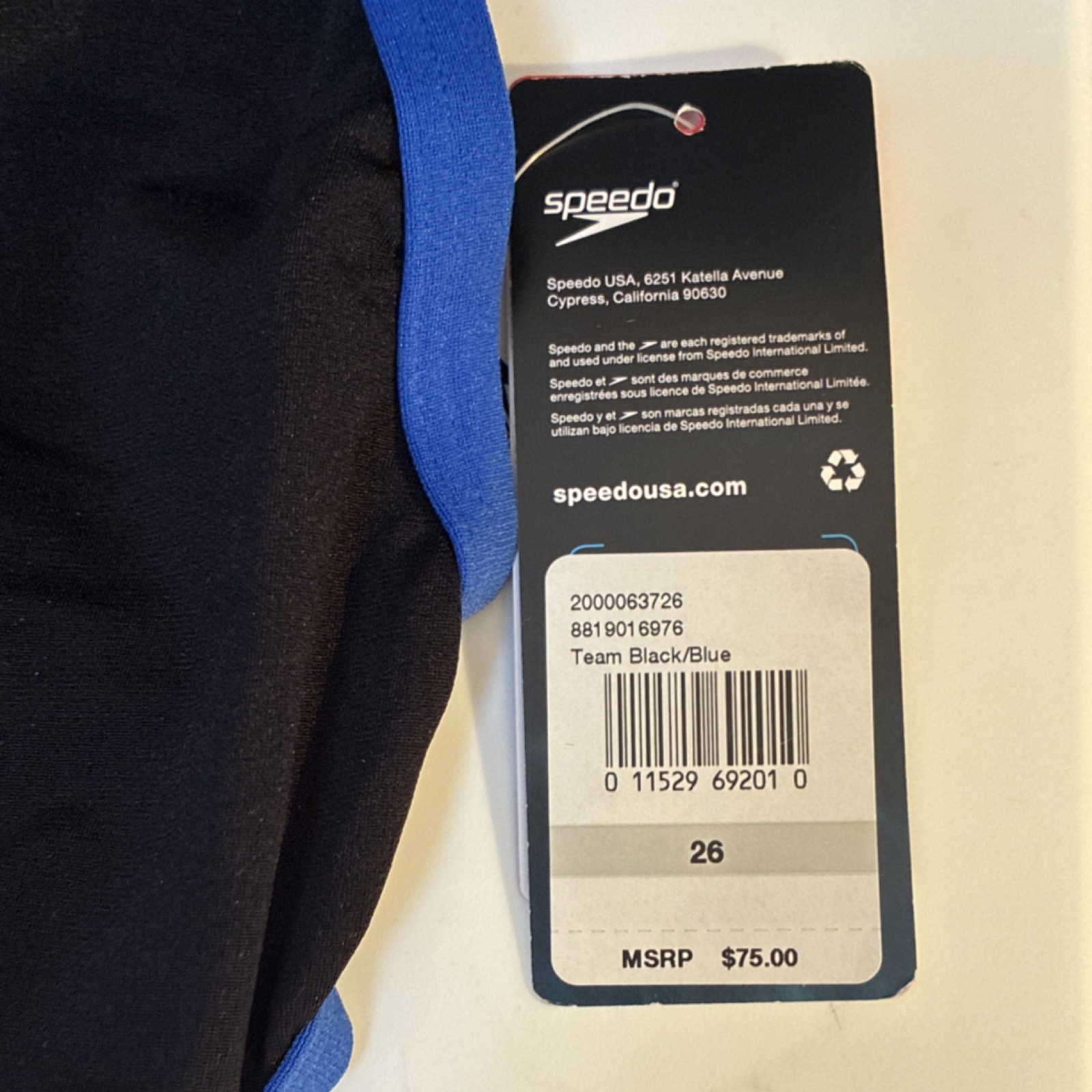 Speedo Endurance+ One Piece Swimsuit Black/Blue Size 26 Swimming