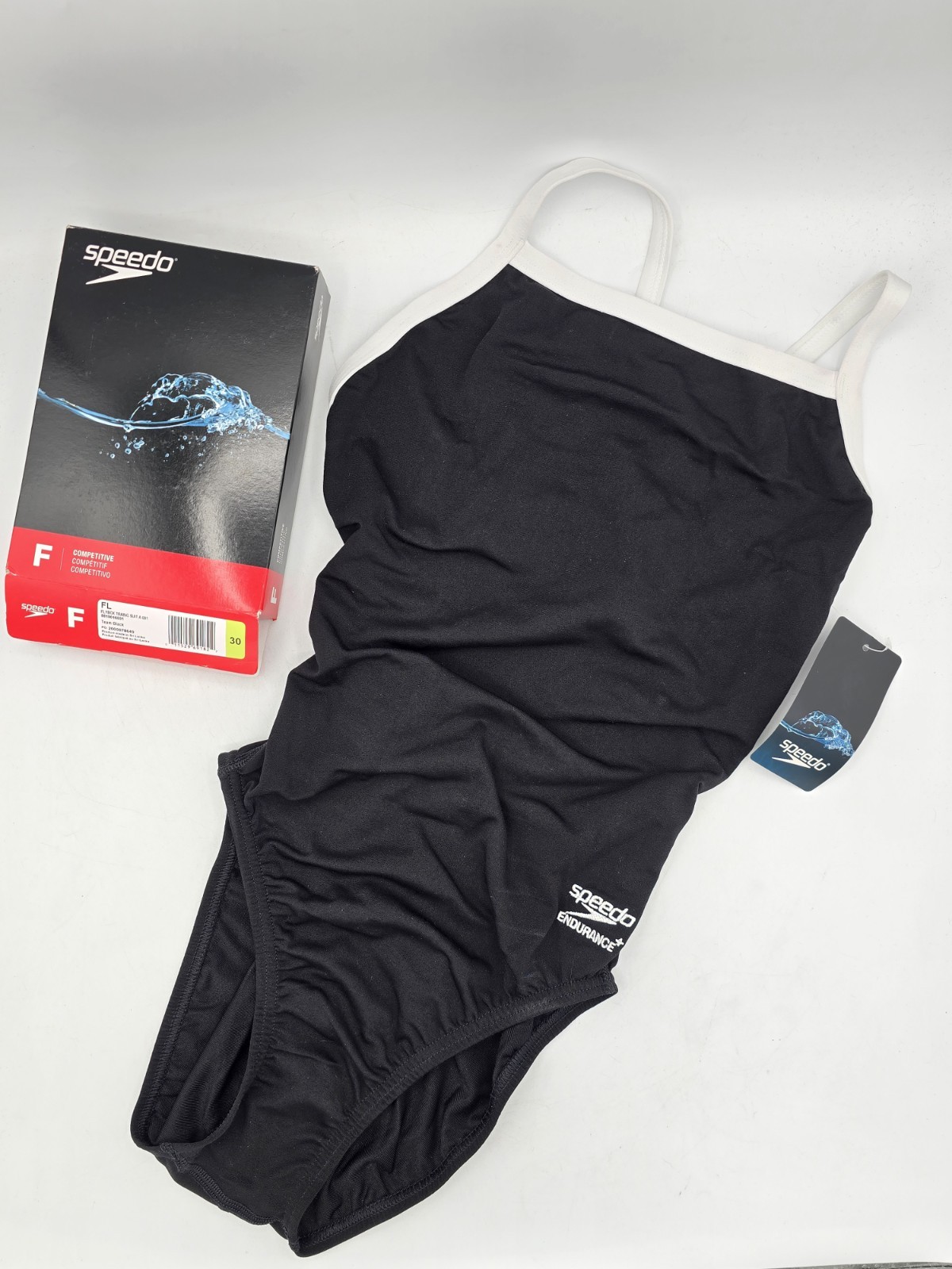 NWT Speedo Women’s One Piece ProLT Flyback Swimsuit – Black/White – Size 30
