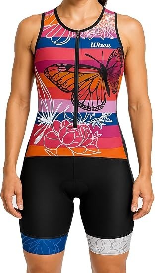 Women’s Triathlon Suit Sleeveless Tri Suit Padded Cycle Race Swim Bike Run Trisu