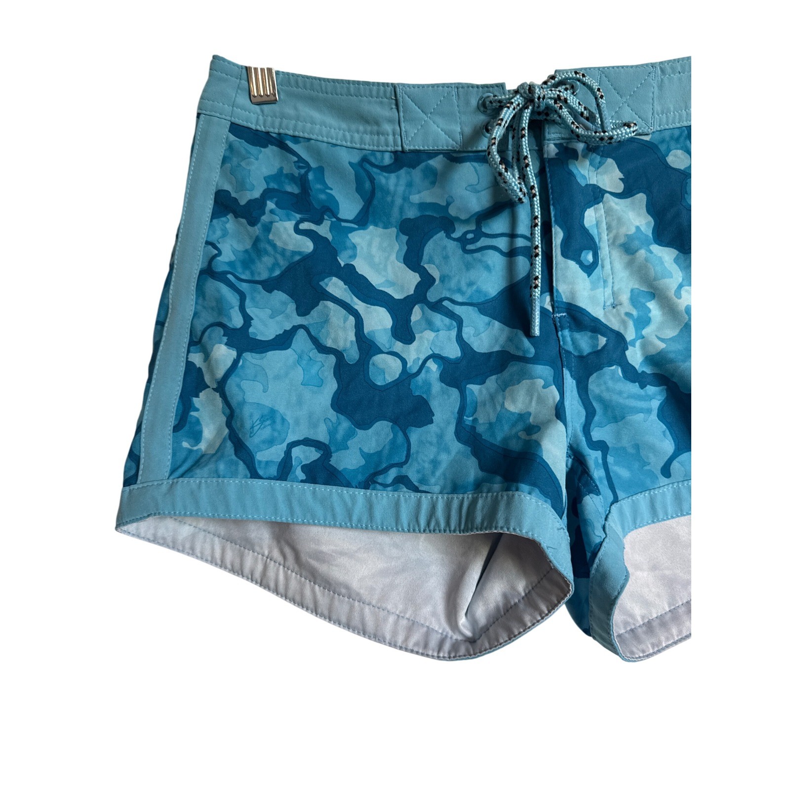 Huk Sz 4 Performance Fishing Camo Board Shorts Swim Trunks Blue Women