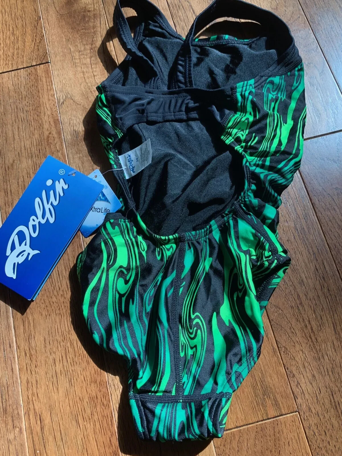 DOLFIN Female Aero Print HP Back One Piece Swimsuit Girls 24 NEW with Tags $84