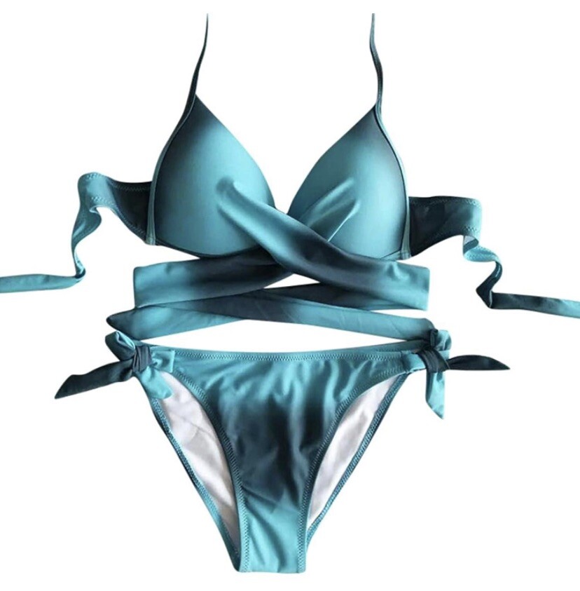 Swimsuit Ombre Bikini Set Top Gradient Hipster Panty Ocean Blue Swimwear Bra A-B