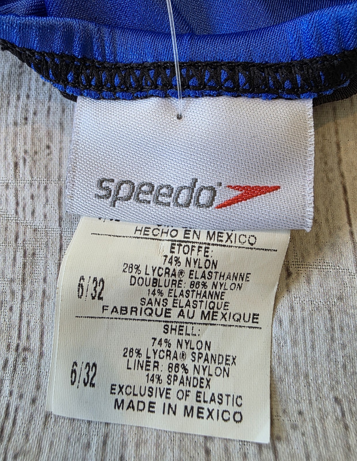Speedo Racing Women’s Size 6/32 One Piece Swimsuit New w/ Tags Black Blue Lycra
