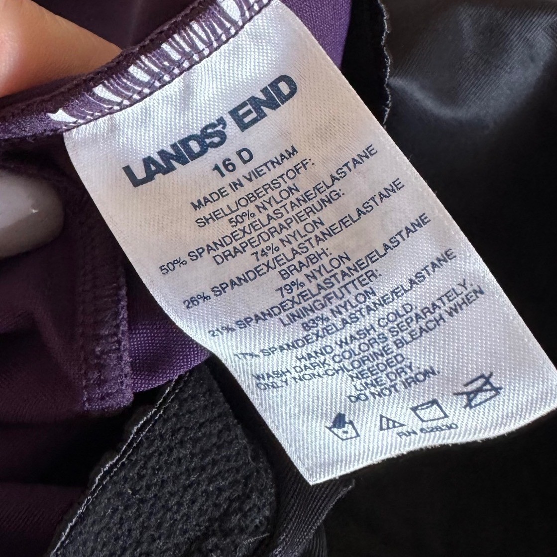 Lands End SlenderSuit V-Neck Skirted Low Leg One Piece Size 16D