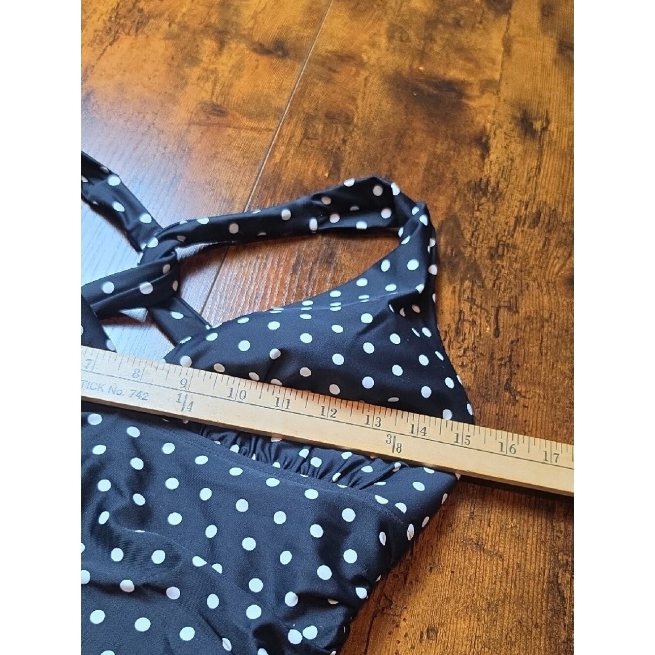 LAUREN RALPH LAUREN | Polka Dot Swimdress Tummy Control Ruched One Piece | 8
