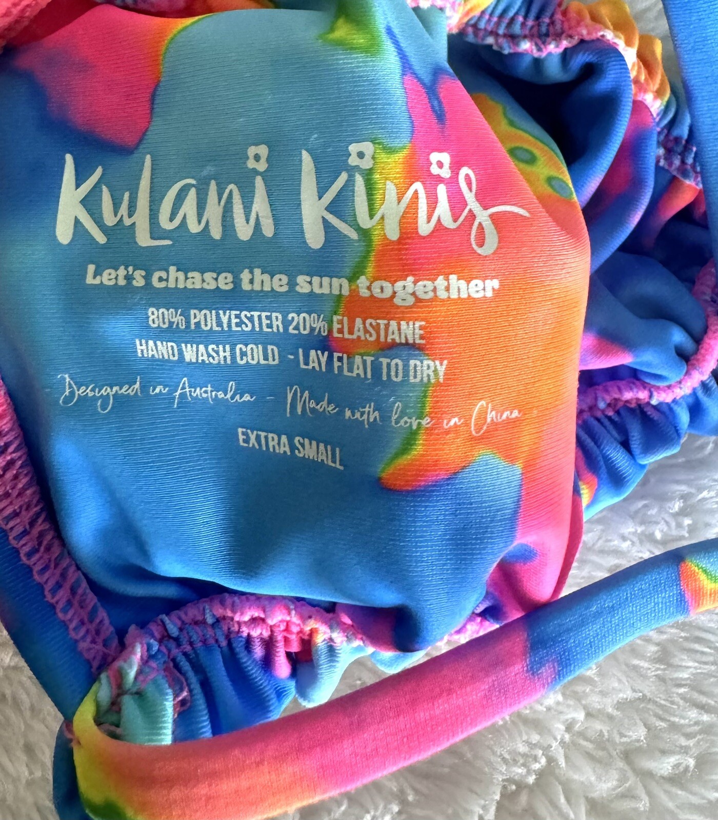 Kulani Kini Ruched Bralette Bikini Top Sunrise Splash Size XS