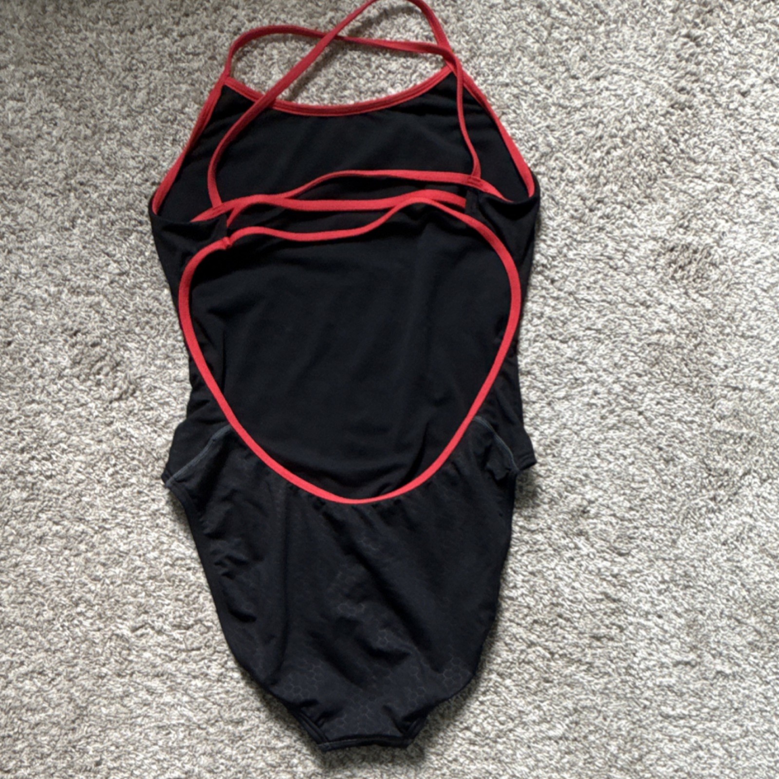 TYR Competitive Swimwear One Piece Black with Red Trim Swimming