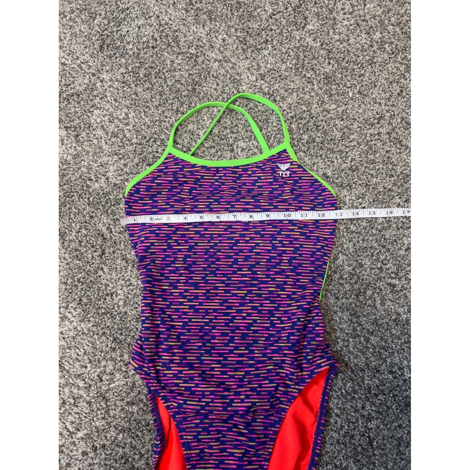 TYR Women’s Vitality Trinityfit Swimsuit Purple Pink Print One Piece Size 30