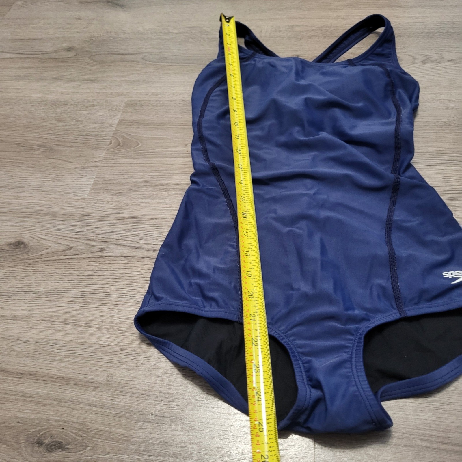 Speedo PowerFLEX Womens Navy Blue Racerback One Piece Swimsuit Modest Size 6
