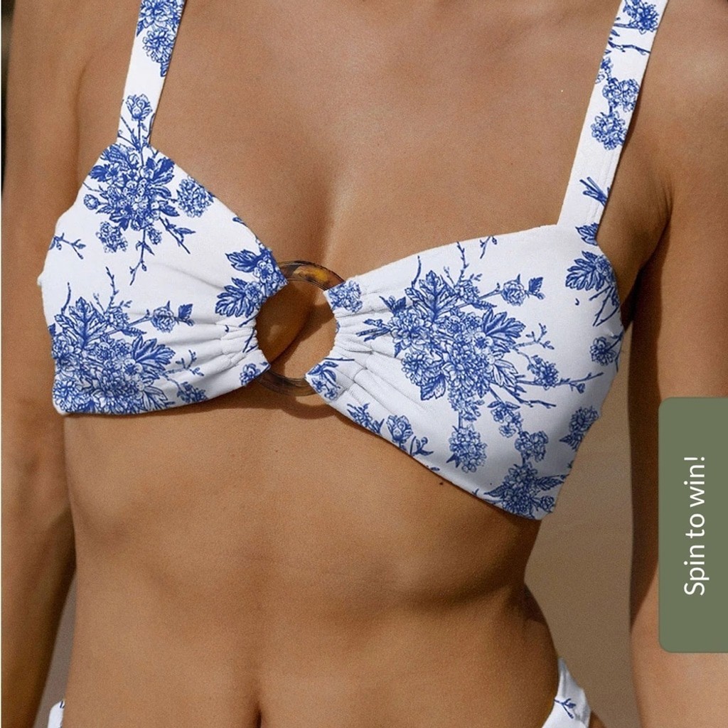 Berlook Ruched Cutout Floral Bikini Top only 63