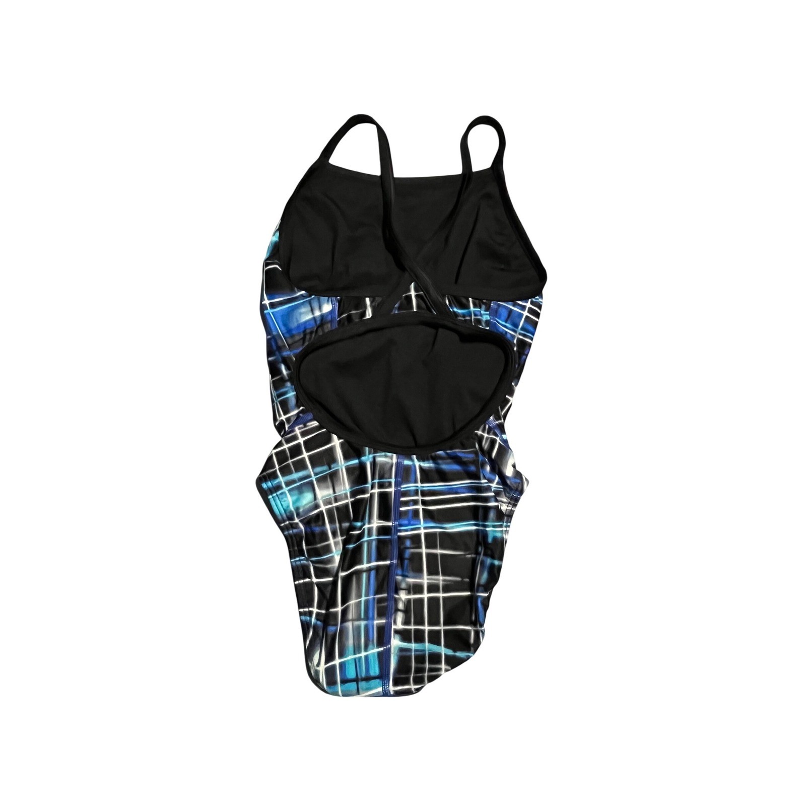 Speedo PowerFLEX Eco Swimsuit Women’s Size 30 Blue Black Plaid One Piece