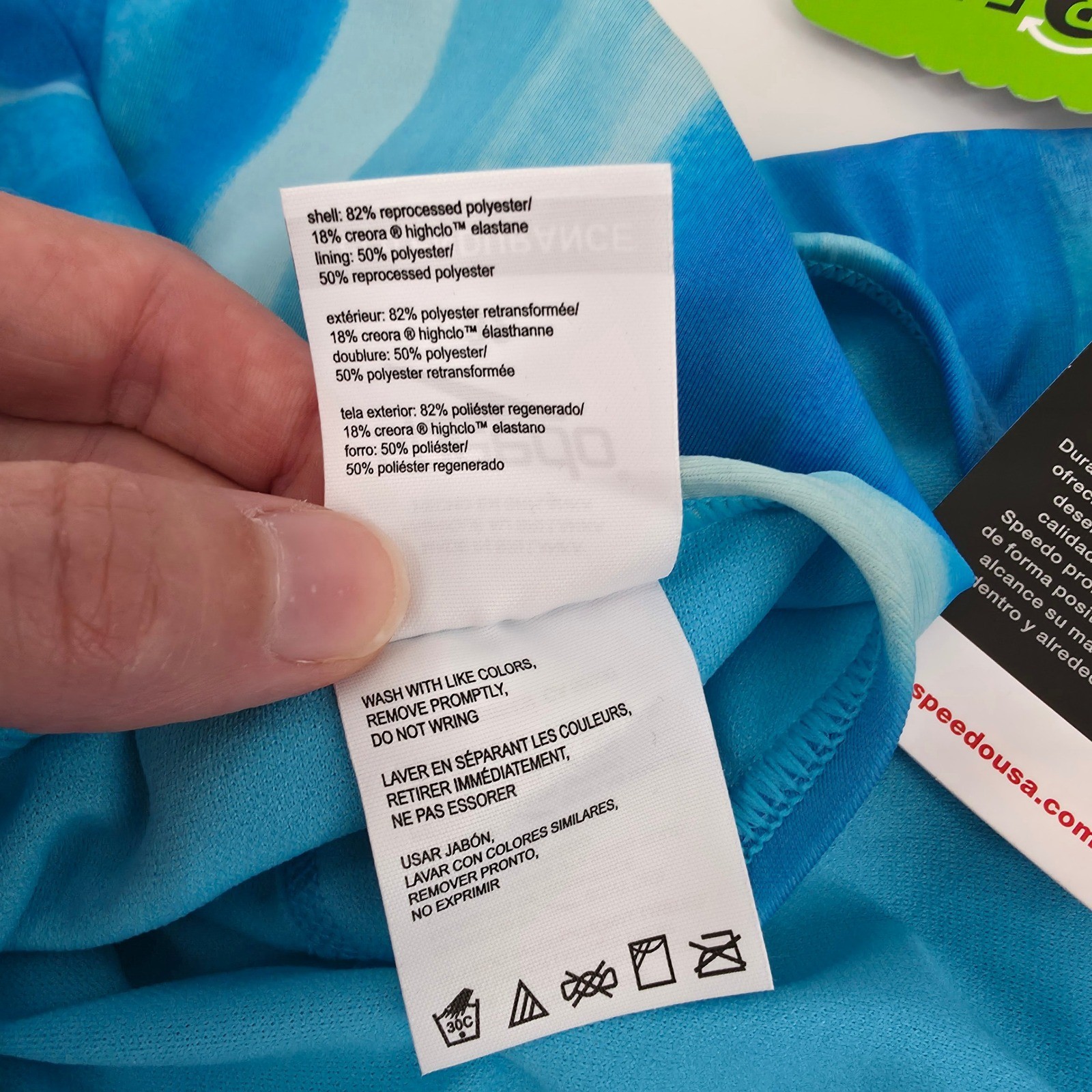Speedo Eco Endurance One Piece Swimsuit Blue Abstract Size 6 32 UPF 50+ New