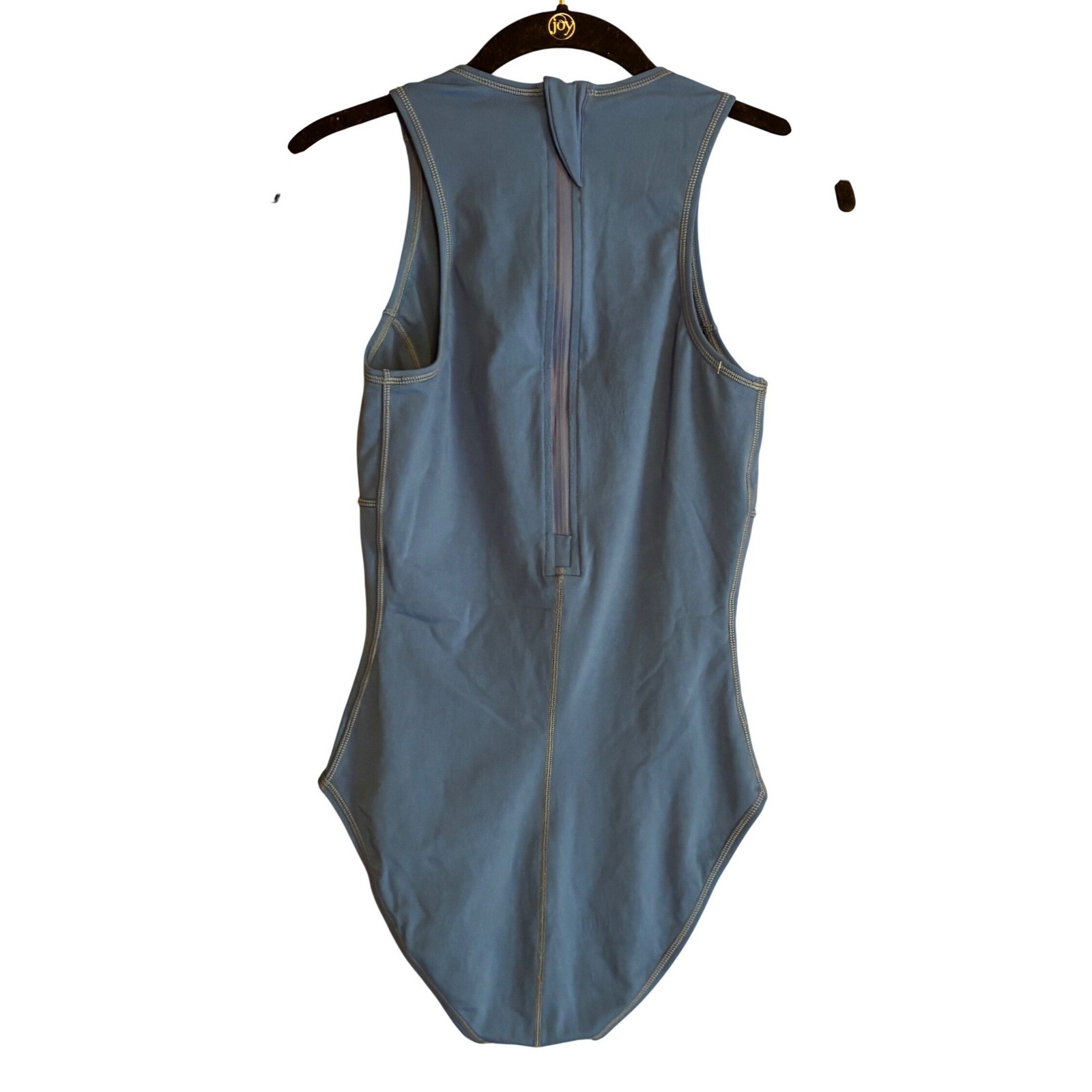Arena Womens High Neck One Piece Swimsuit Blue Back Zip Training Swim Size 36
