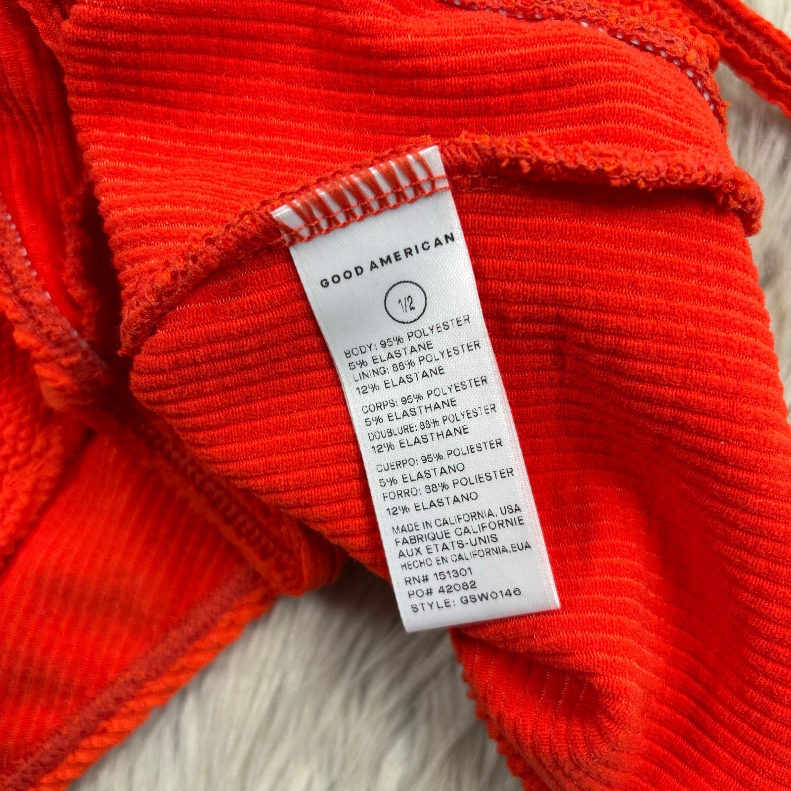 Good American Women’s S / M (1/2) Red Always Fits One Piece Swimsuit Resort