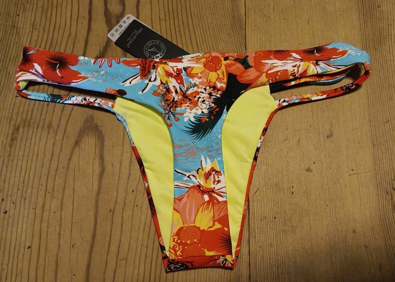 RELLECIGA Women S Triple Strappy Thong Bikini Bottom Parrot Tropical Vacation