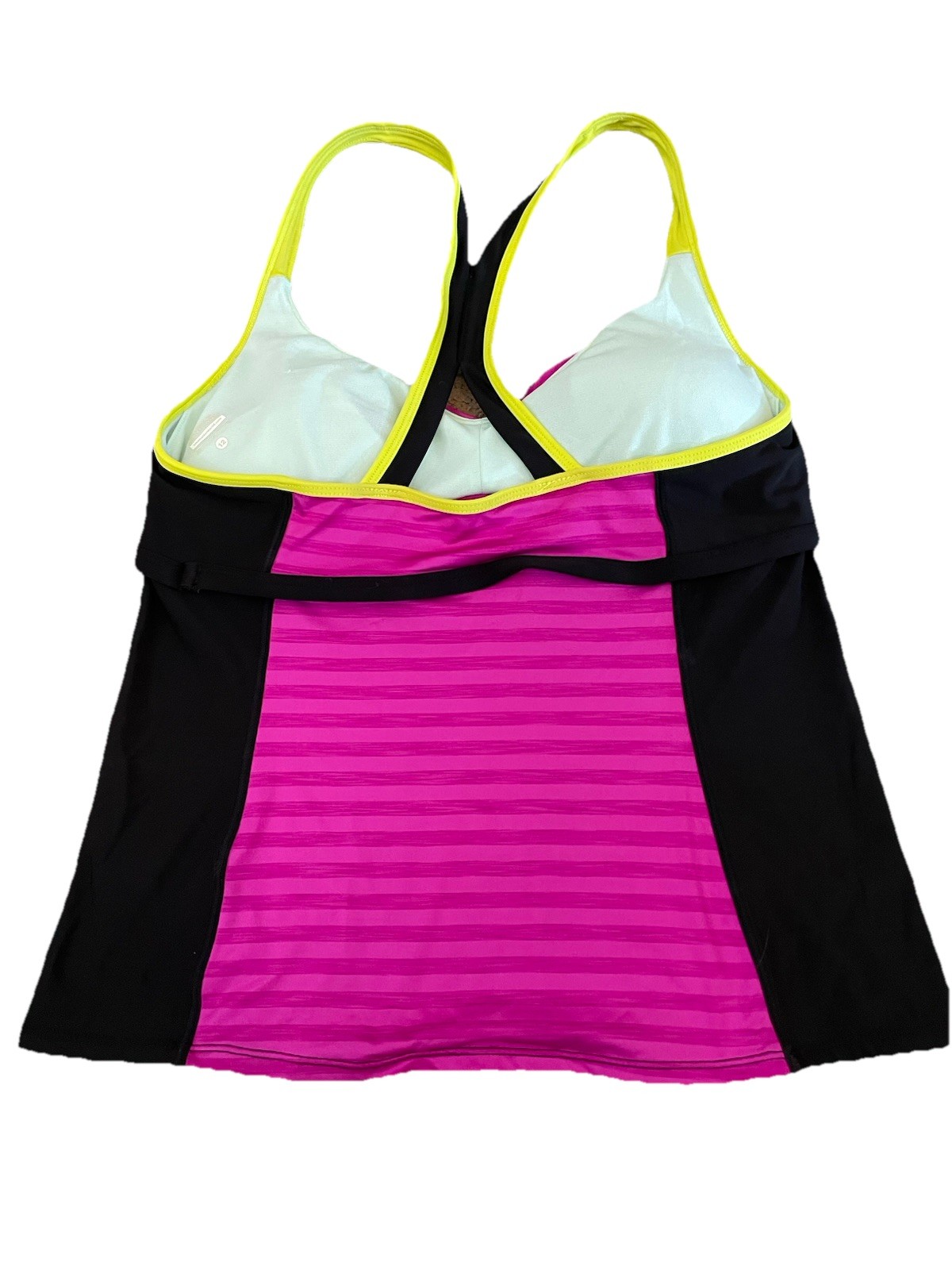 Nike Size 12 Purple Black Neon Yellow Racerback Padded Swim Tankini