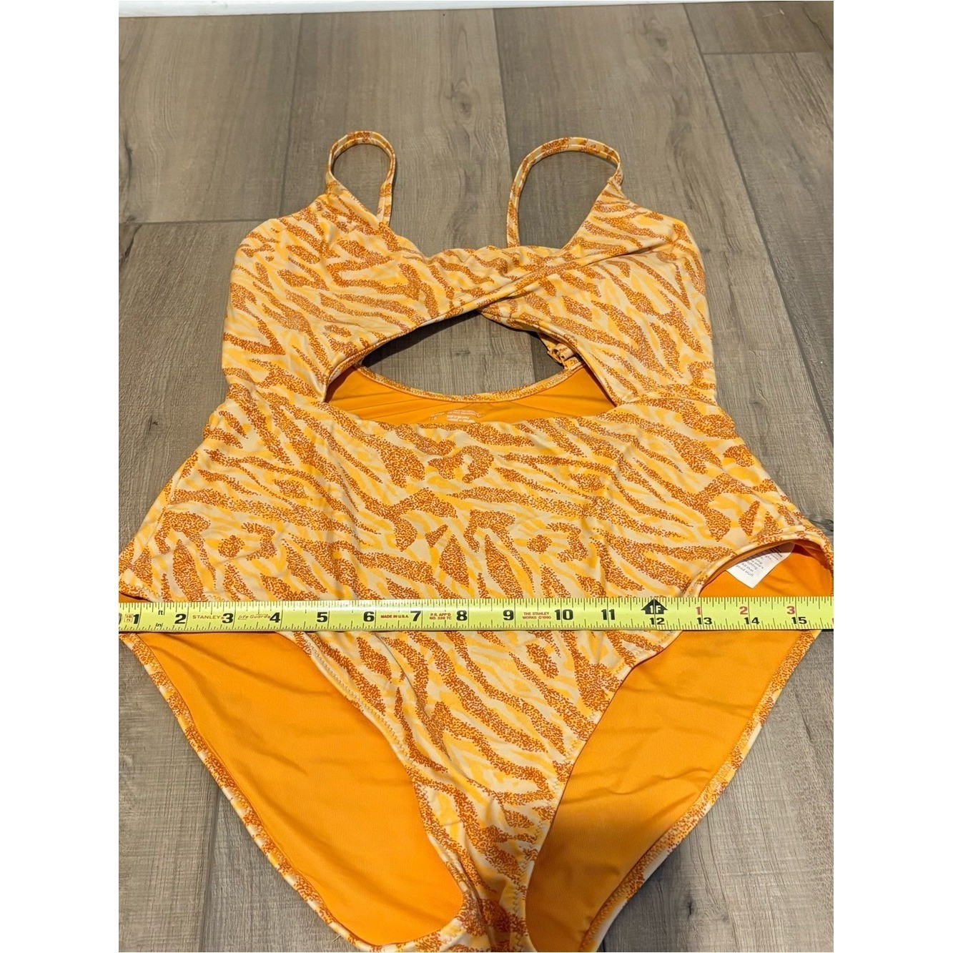 Aerie tiger cheetah print cutout one piece swimsuit orange size large