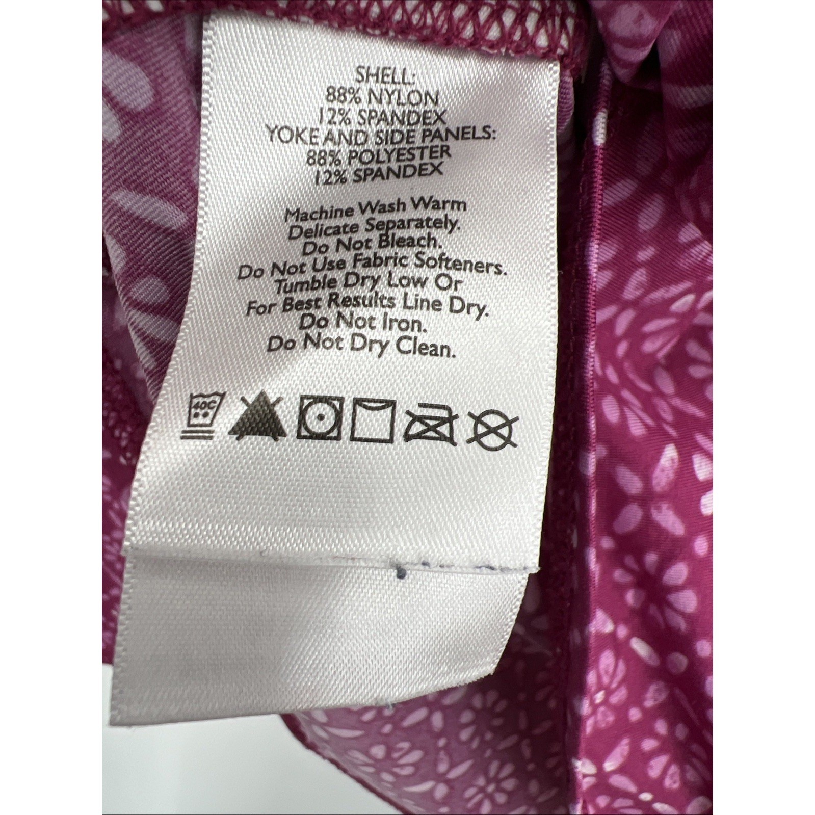 Eddie Bauer Long Sleeve Amphib Rashguard Swim Top Berry Pink Floral White Small