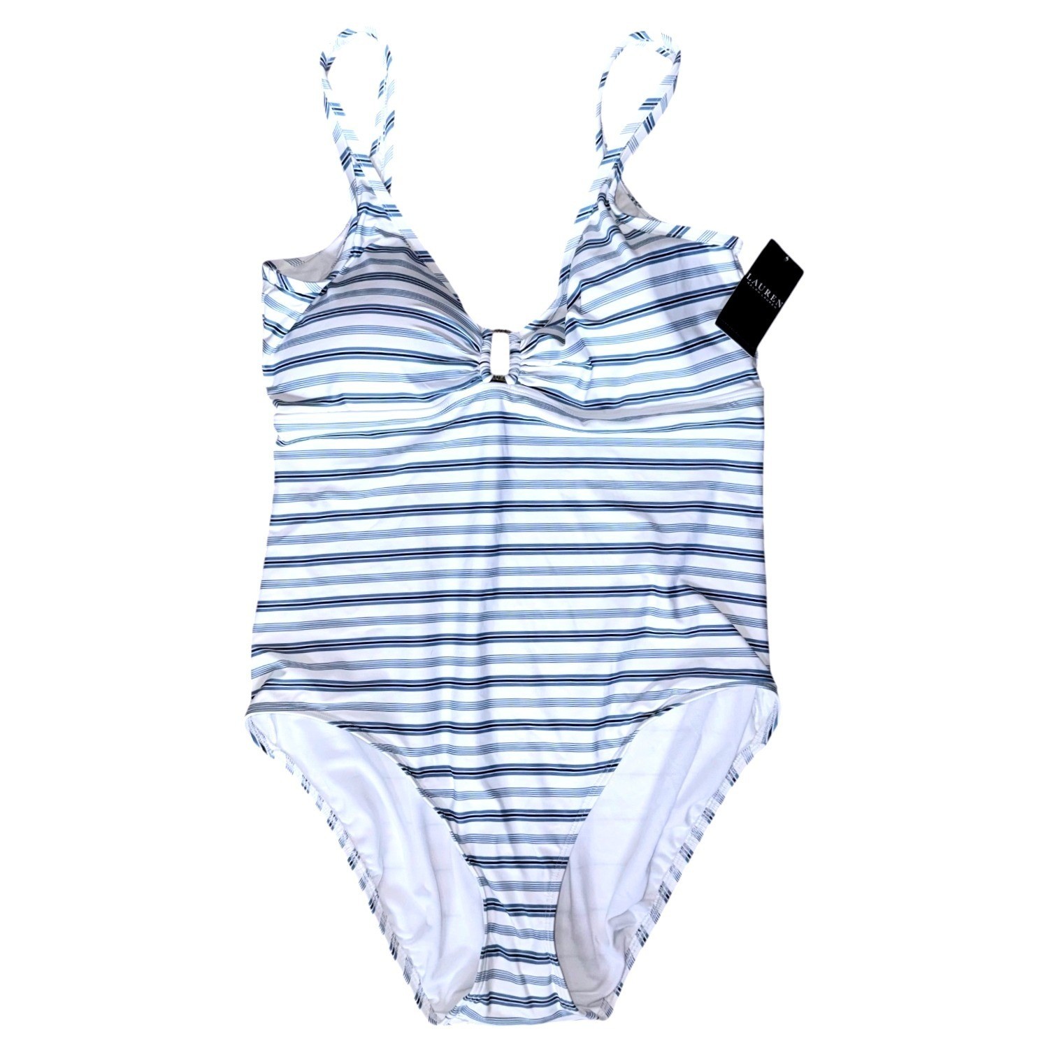Lauren Ralph Lauren LRL Womens Size 16 Blue Striped 1 Piece Swimsuit NWT