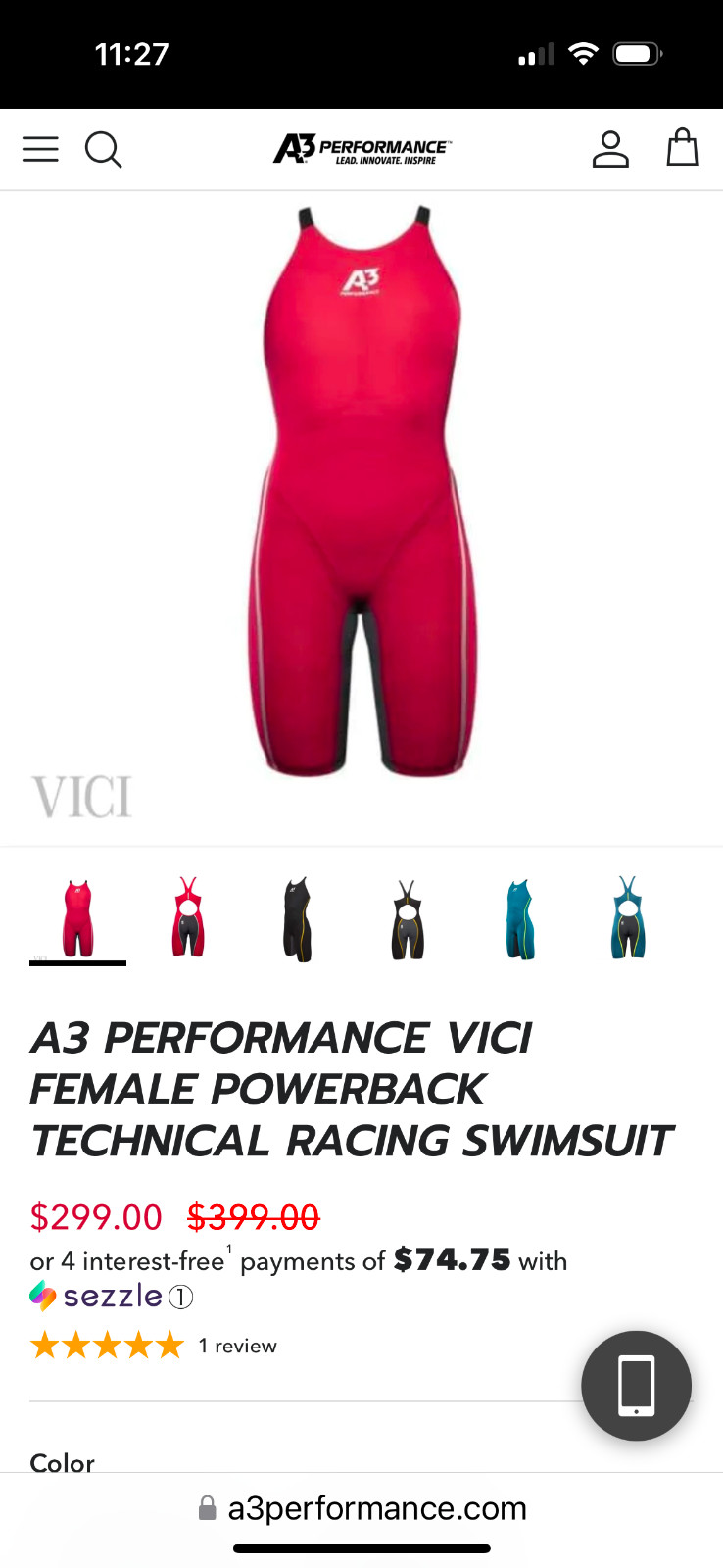 A3 PERFORMANCE VICI FEMALE POWERBACK TECHNICAL RACING SWIMSUIT Size 24