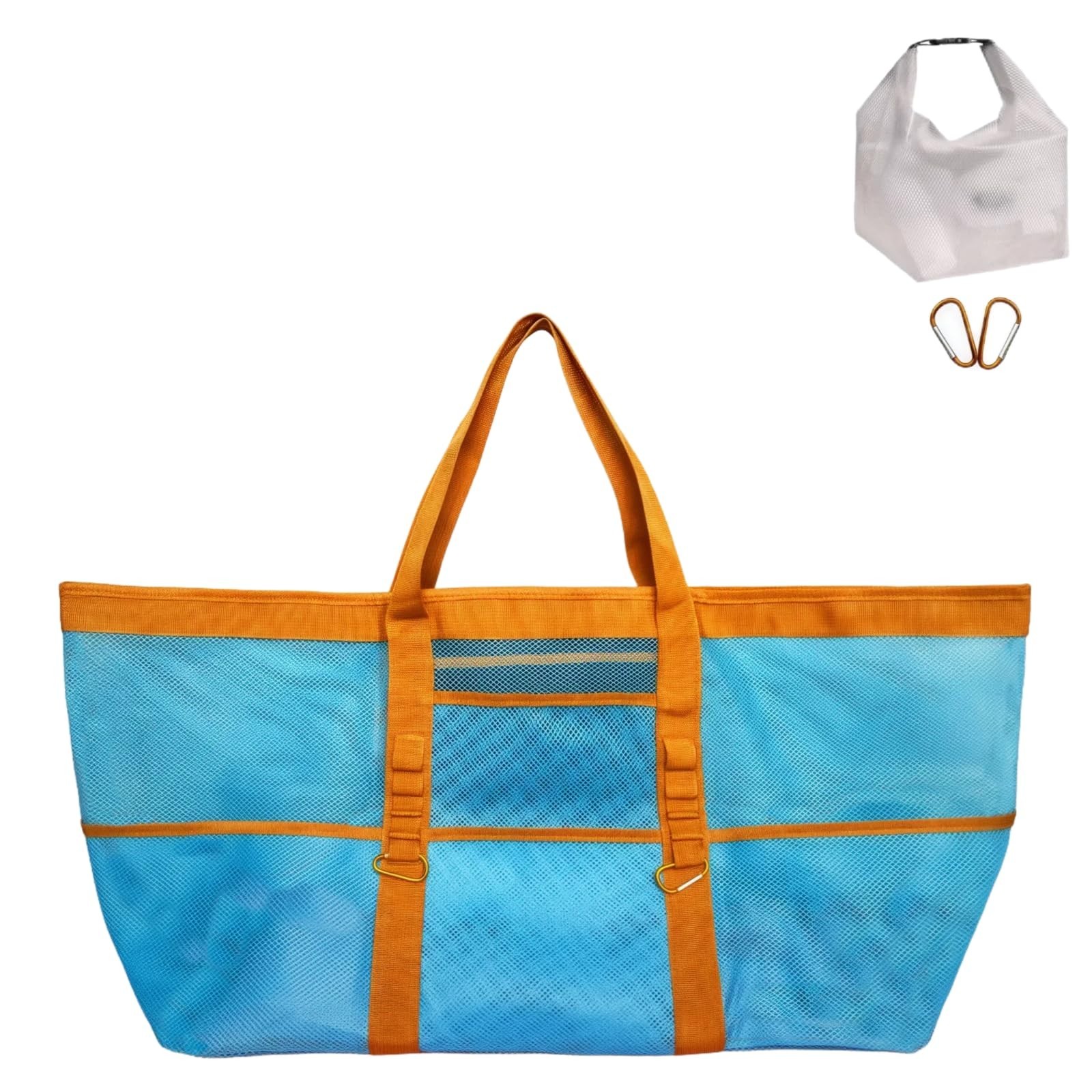 XX-Large Women’s Mesh Tote, 9 Pockets, 2 Carabiners, Incl Waterproof Bag, Lig…