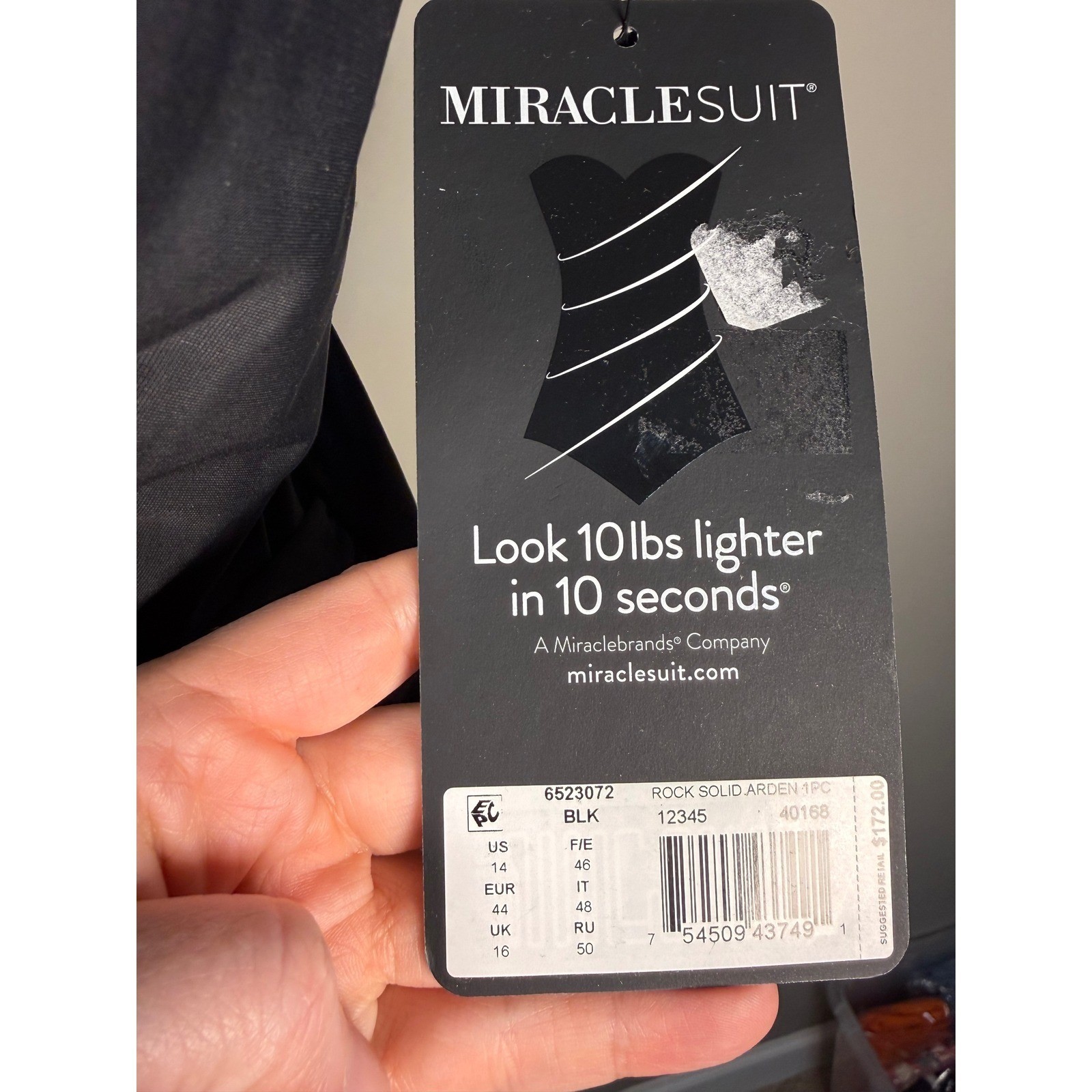 Miraclesuit Arden Black Tummy Control Keyhole One Piece NWT Size 14