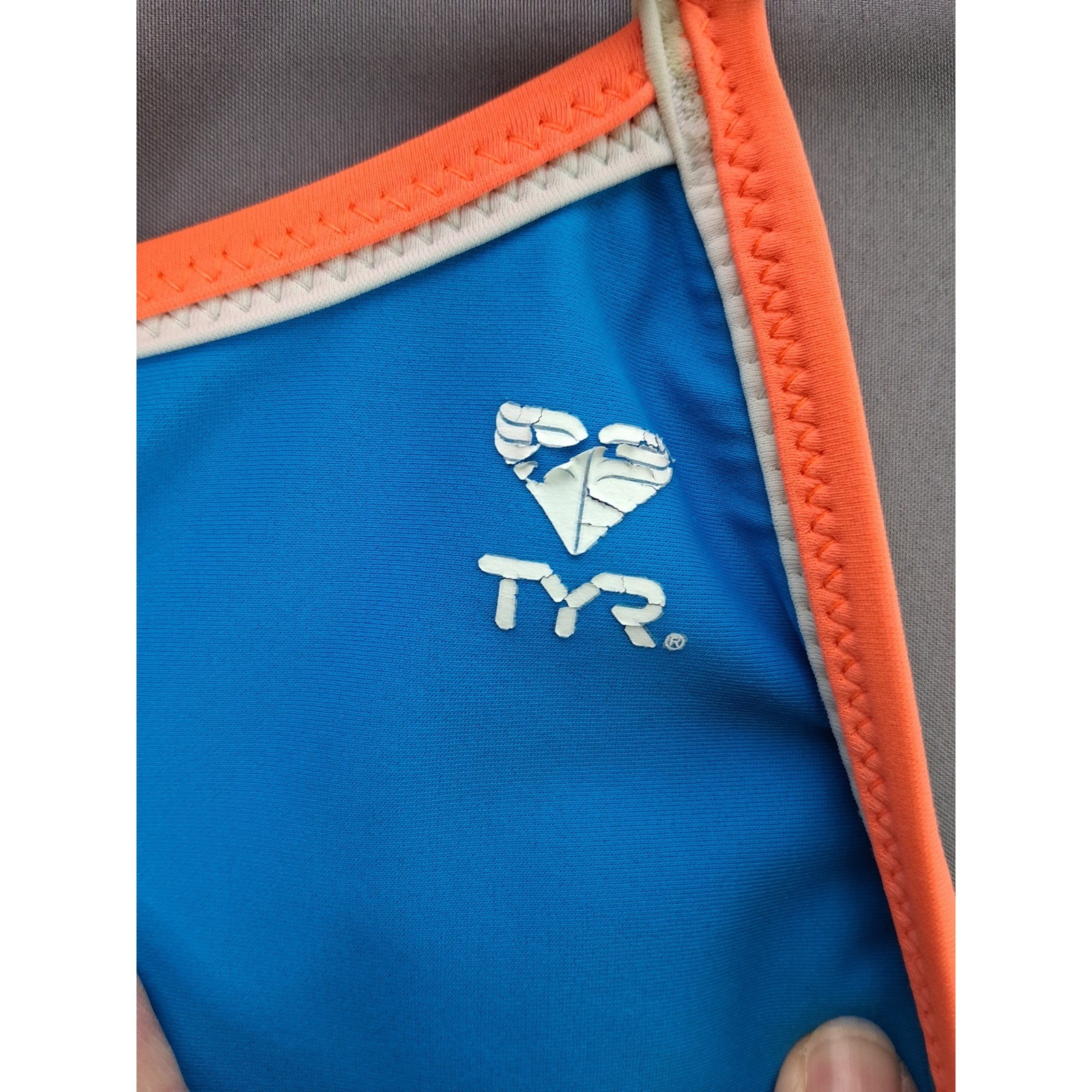 TYR One Piece Swimsuit Competitive Athletic Training Navy Orange Blue 24
