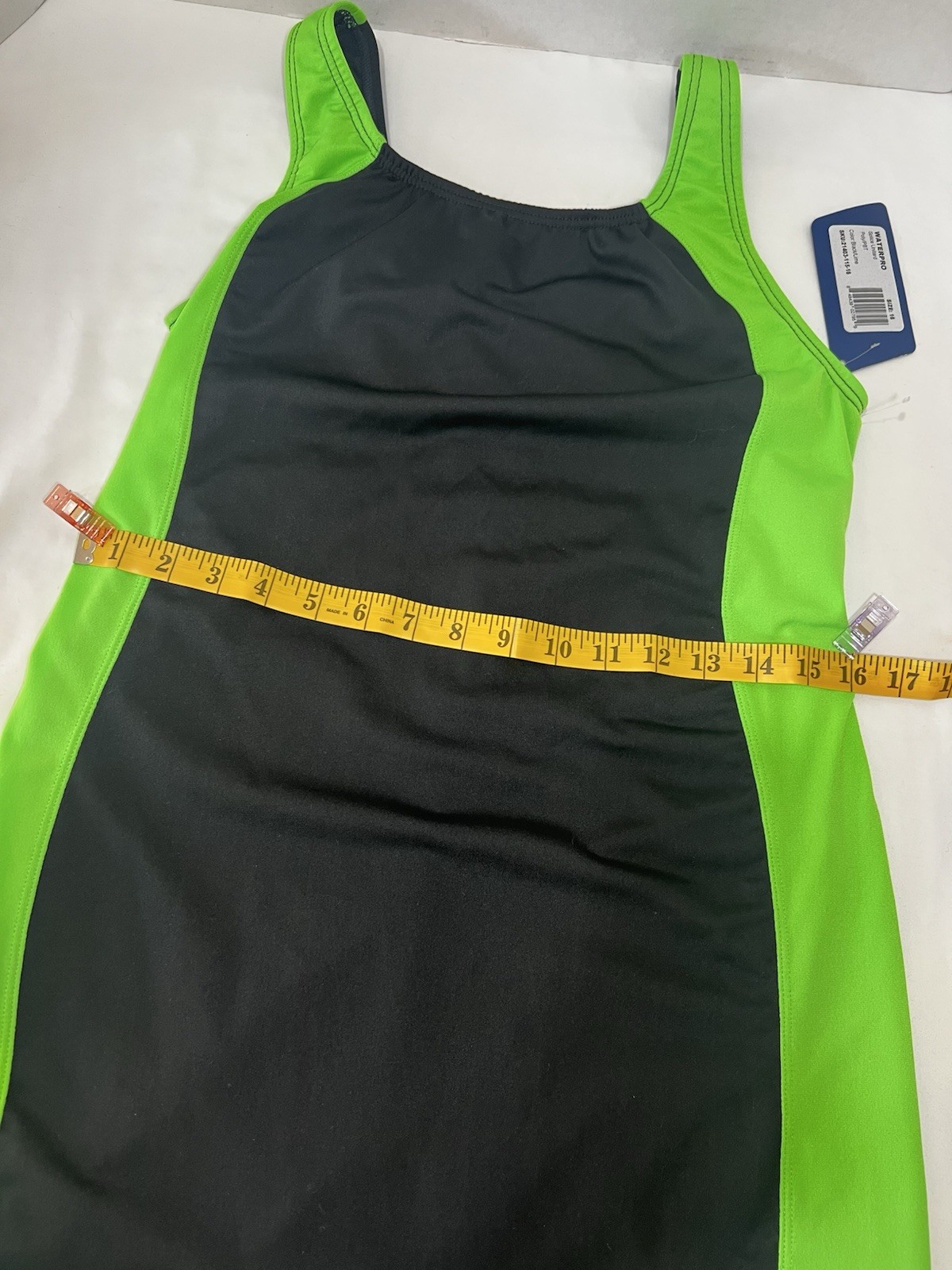 WATERPRO Splice Unitard Poly/PBT Competitive Swimwear Black/Lime Size 16