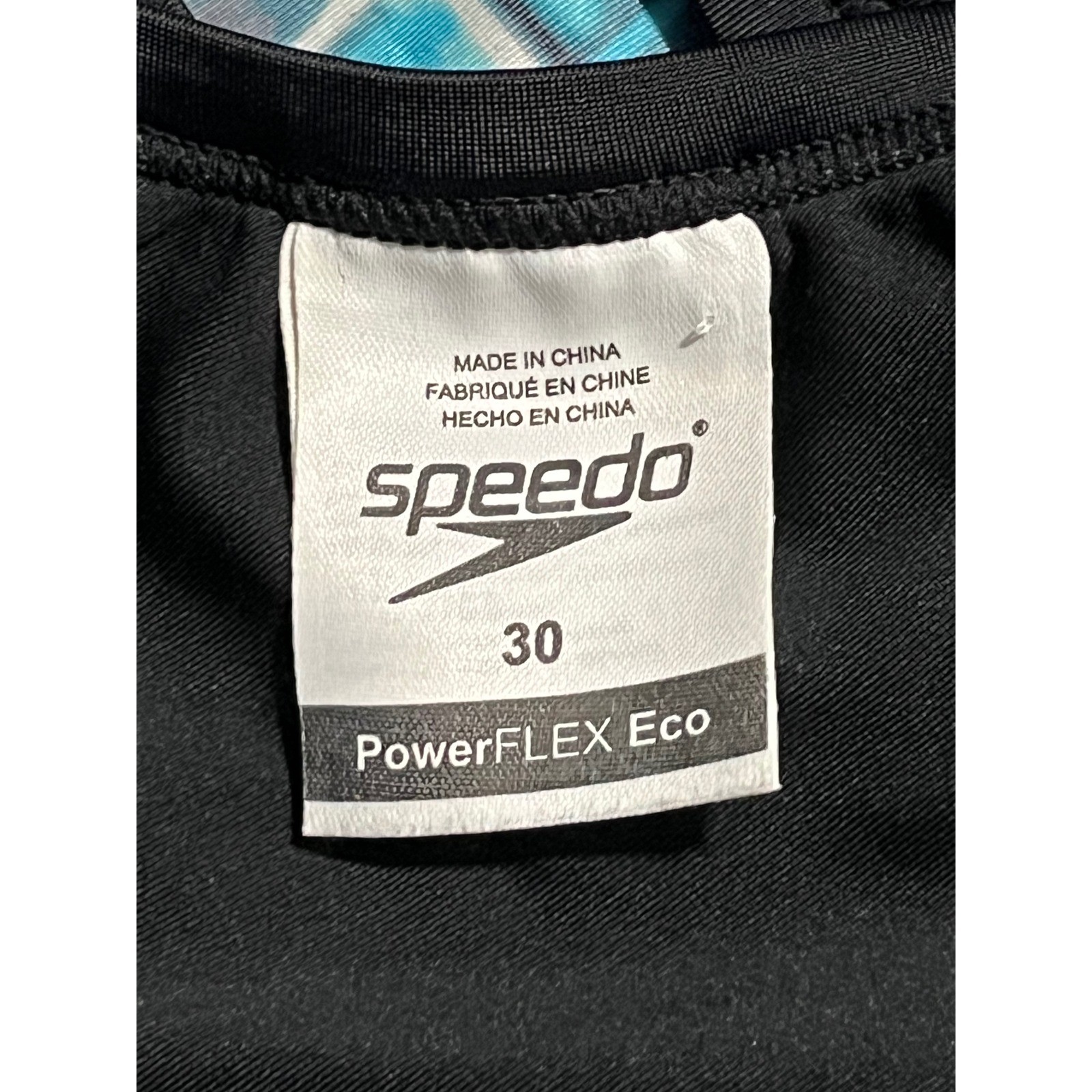 Speedo PowerFLEX Eco Swimsuit Women’s Size 30 Blue Black Plaid One Piece