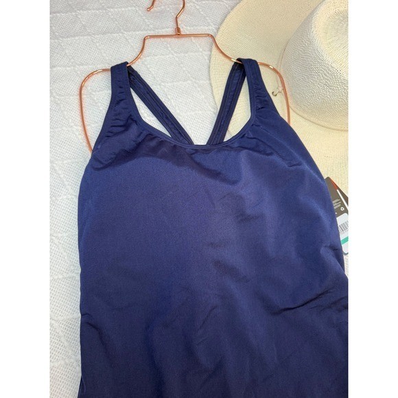 Speedo Swimsuit One Piece Athletic Training Navy Blue Competition Racerback