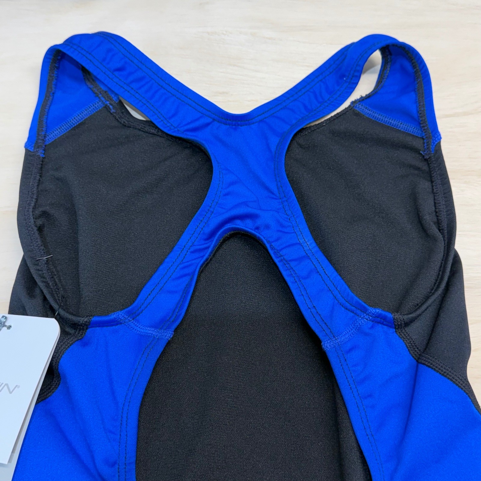 Dolfin Womens One Piece Swimsuit Black Blue Colorblock Racerback Size 34 NEW