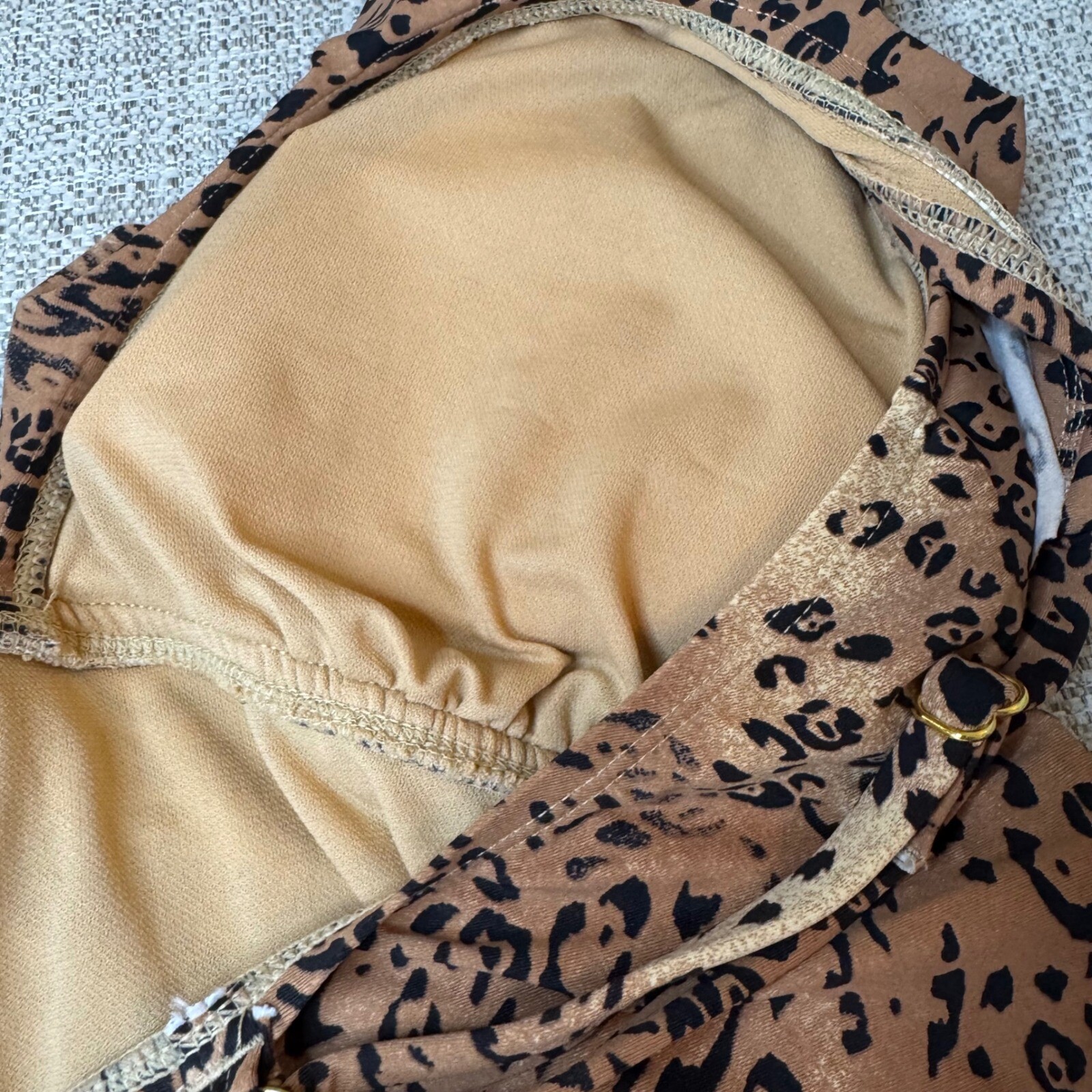 Sonnet Shores Leopard Print Tank Top Ruffle Strap Swim Top Brown Women’s Size 14