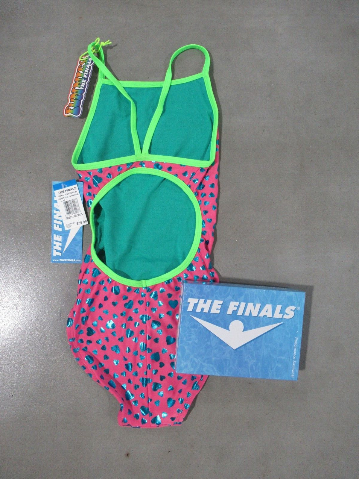 TYR The Finals Heart Foil Size 30 XXS Pink/Teal*NWT*