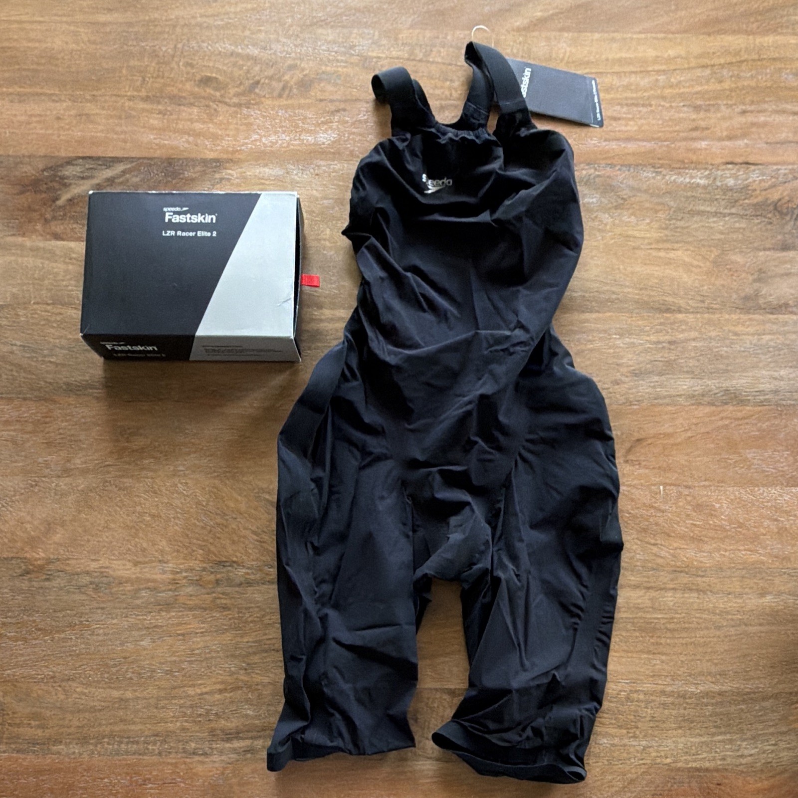 NWT Speedo Fastskin LZR Elite 2 Comfort Strap Kneeskin Swimsuit Black Size 25