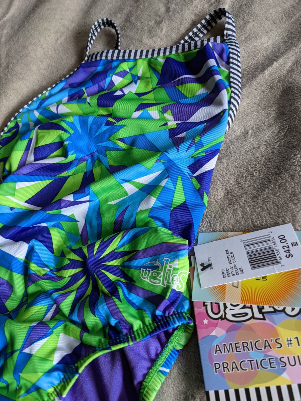 DOLFIN UGLIES One Piece Swimsuit Womens Sz 28 Dazzle Purple Green NEW NWT