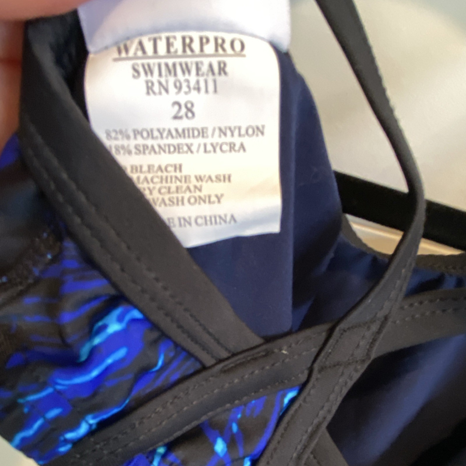 WATERPRO Storm Thin Strap One Piece Competitive Swimwear Blue Size 28 Brand New