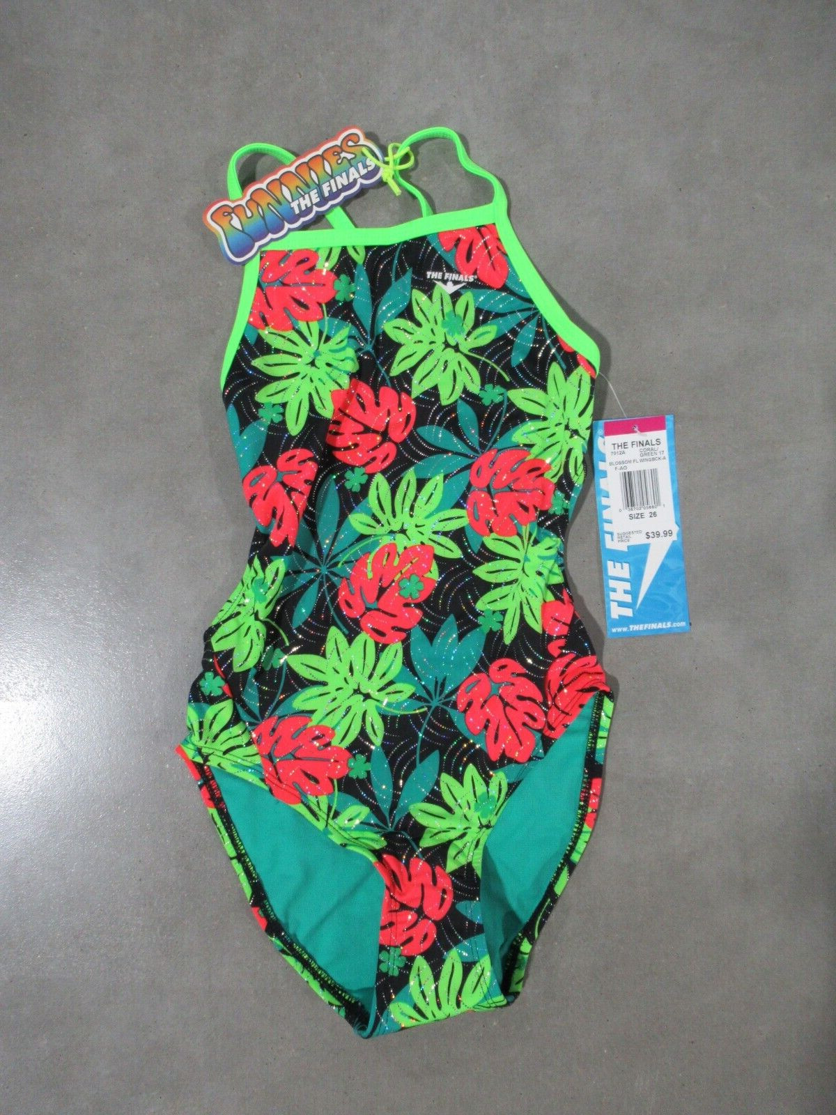 TYR The Finals Blossom Foil Size 26 Coral/Green *NWT*
