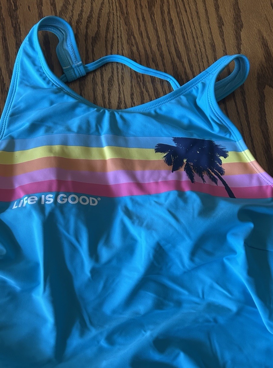 Life is Good UPF 50+ Turquoise 2 Pc Tankini Bikini Swimsuit Women’s Size L NWT