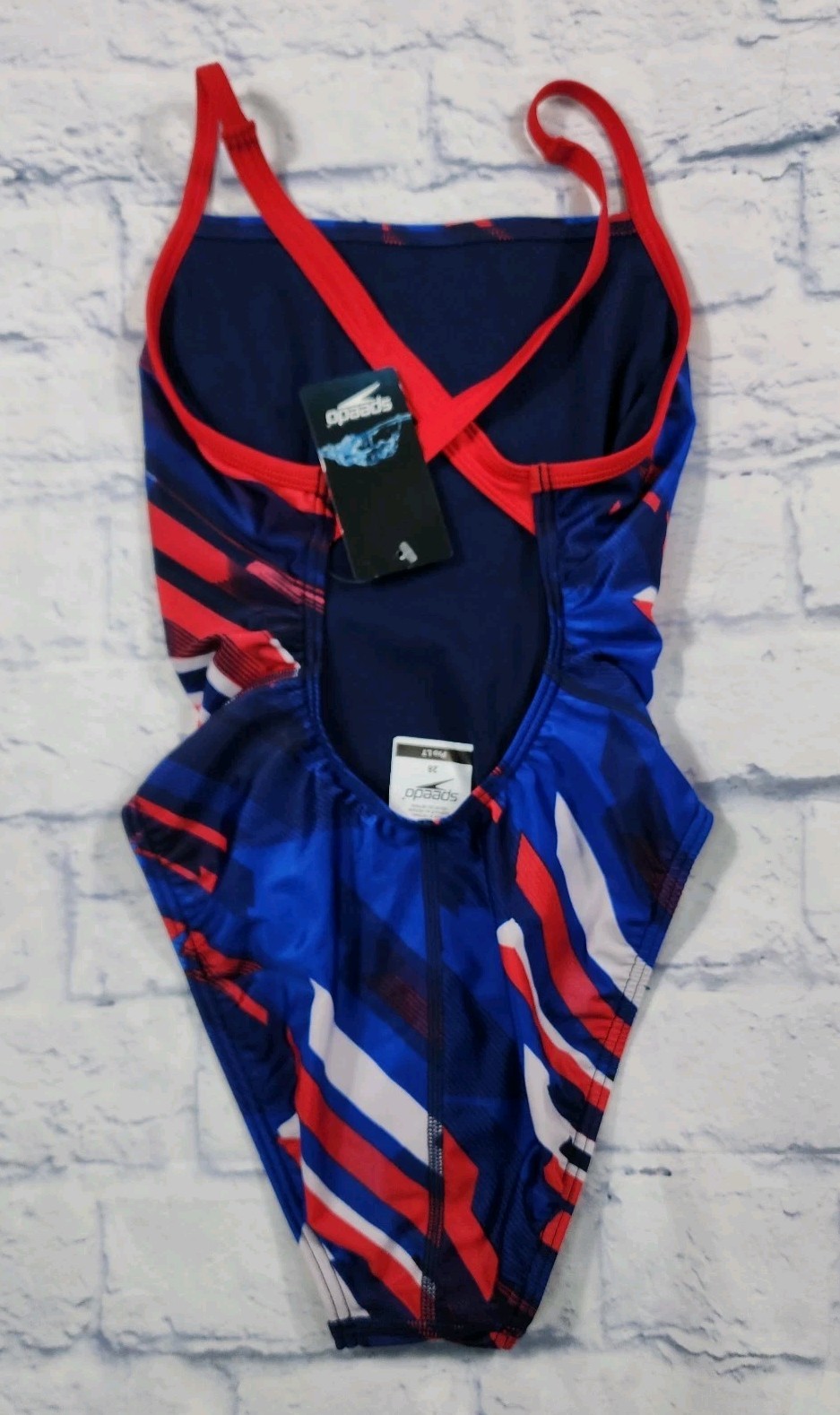 Speedo WOMENS JUNIORS 28 Pro LT Stripes & Stars Relay Back One Piece Swimsuit