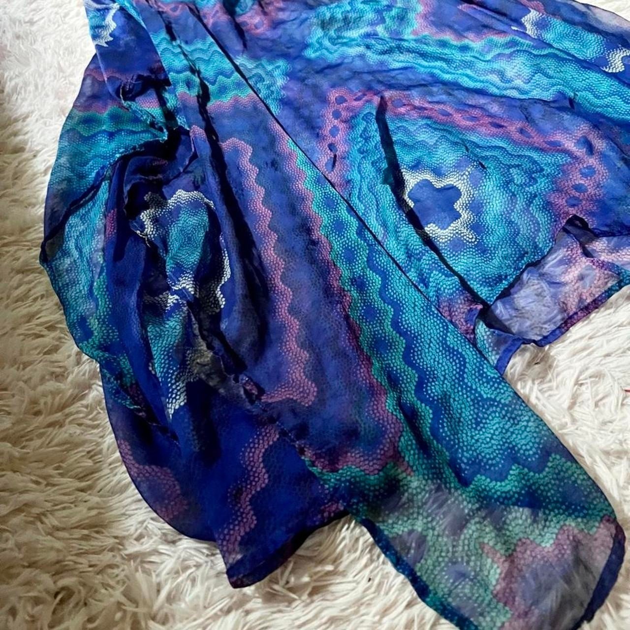 Whimsical Tropical Sheer Flowy Ethereal Beaded Poncho Swim Cover Up Womens OS