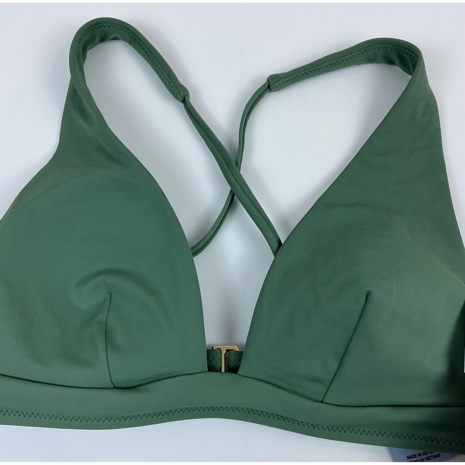 NWT Shade & Shore Olive Green Convertible Straps Bikini Top Sz SM Removable Pads