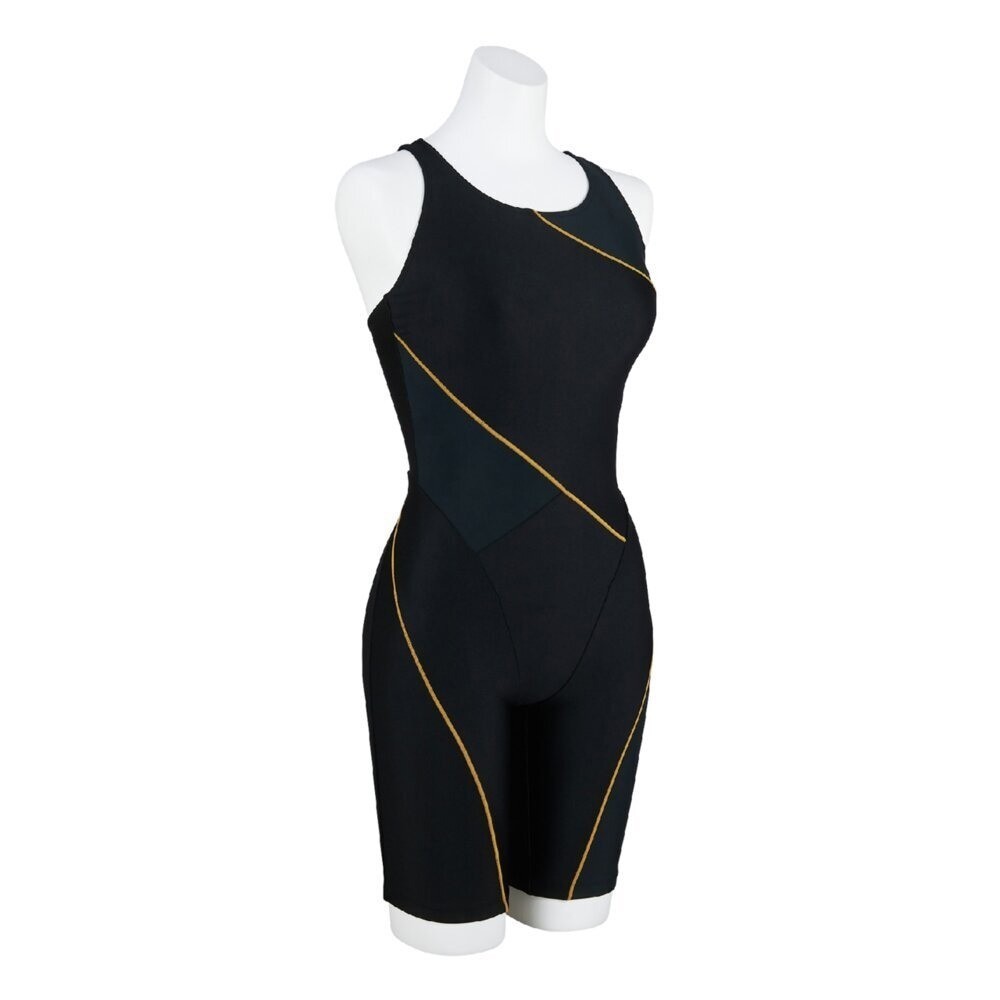 Mizuno Women’s Swim Fitness All-in-One Swimsuit Two-Tone Design Black/Black 2025