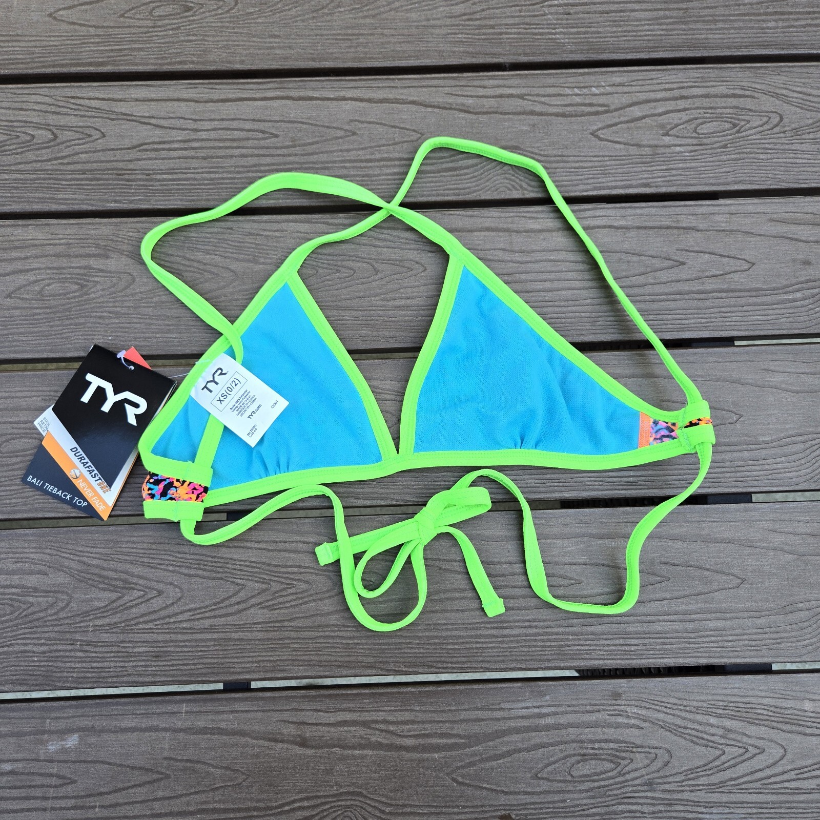 TYR Montus Bali Tieback Bikini Active Swim Top Multicolor Women Size XS (0/2)