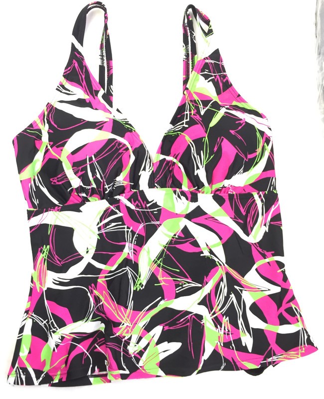 ELEMAR Ladies Tankini Bikini Set, Two-piece, black and pink-white, 38C, 4-142-47