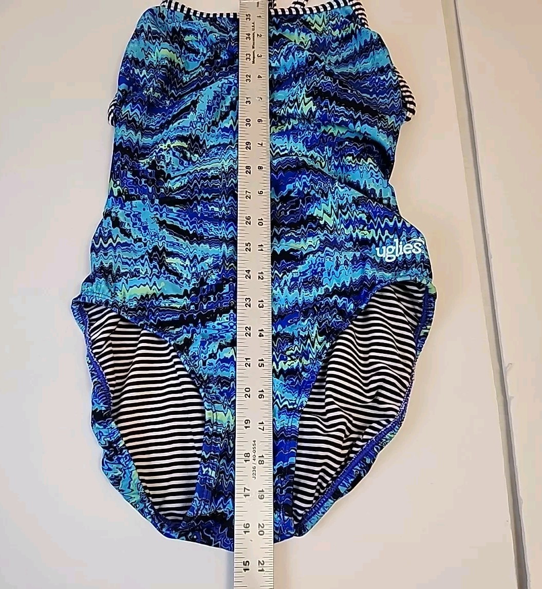Dolfin Uglies Womens Racerback Swimsuit Size 36 Blue Multicolor One Piece Swim