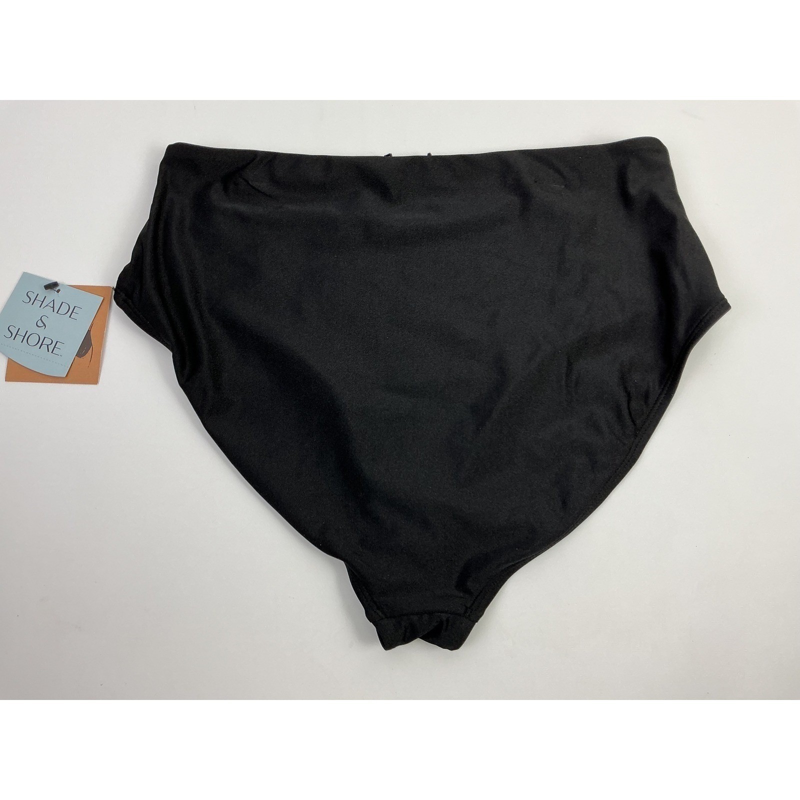Shade & Shore Black High Waist Full Seat Coverage Swimsuit Bikini Bottom Size M