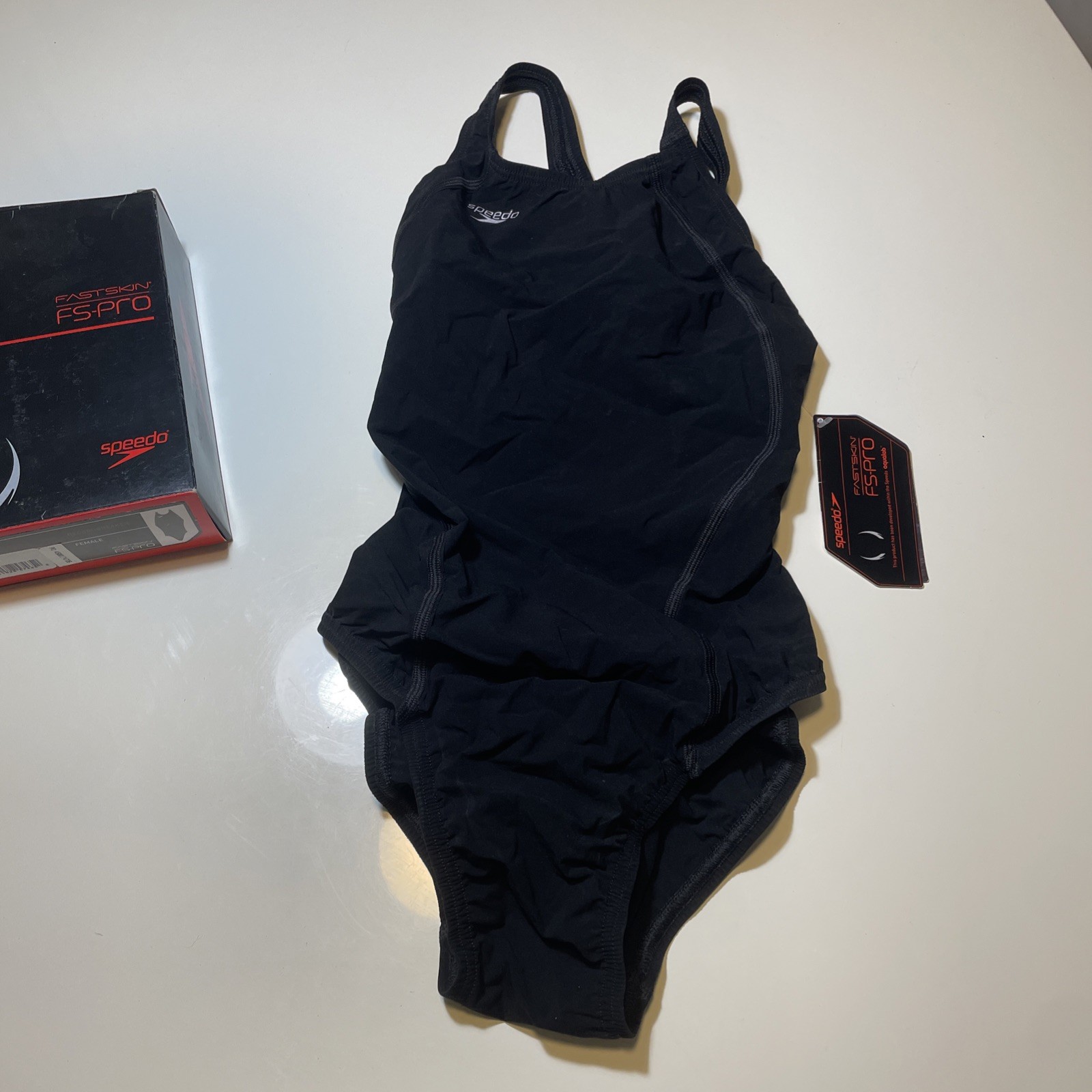 New /Tags Never Worn Women’s Black Speedo Fastskin FS-PRO Race Swimsuite Size 32