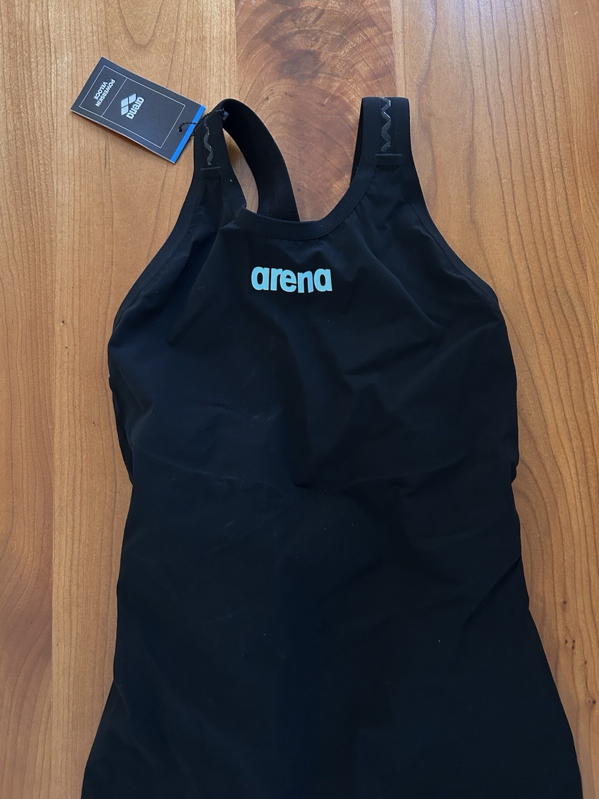 NWT Arena Women’s Powerskin Veloce Closed Back Tech Suit, Black/Teal, Size 26