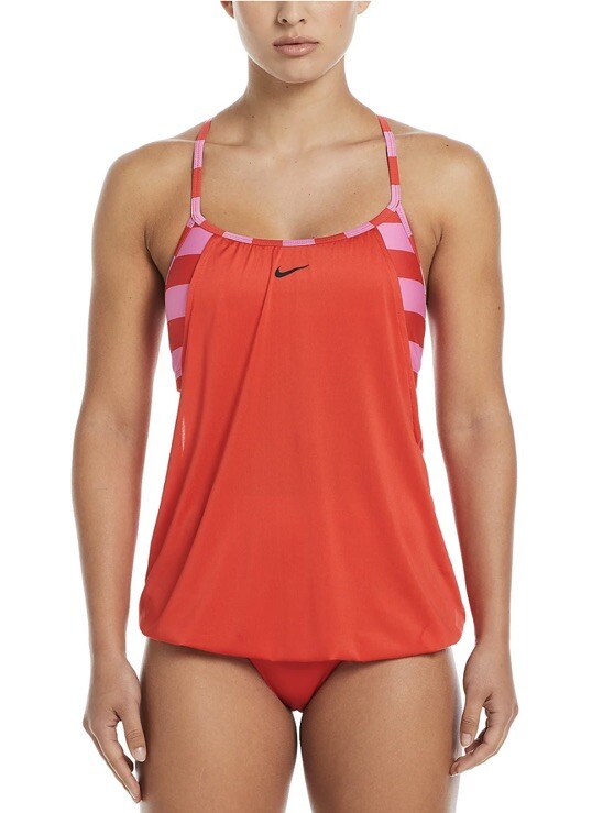 Nike Swim Women’s Layered Tankini Swim /Workout Top Size M Orange/Pink